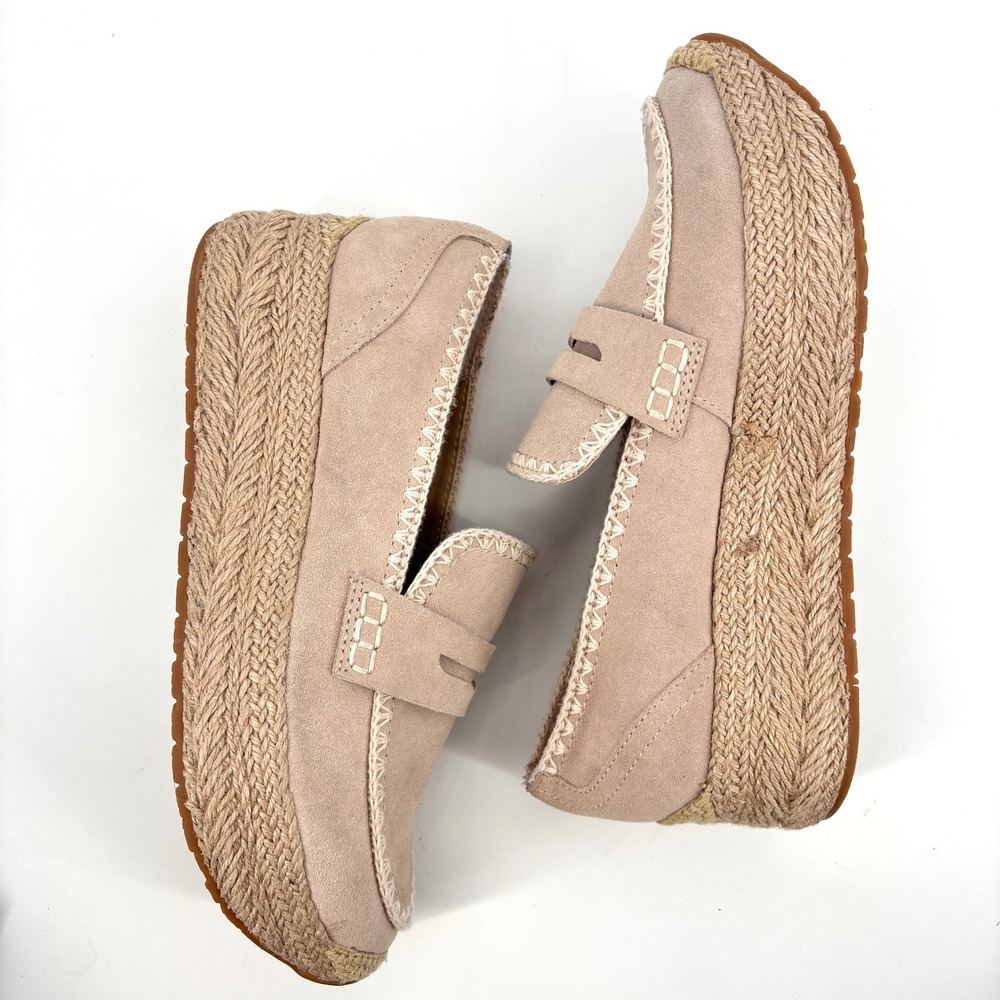 NWOT Dolce Vita Jalia Suede Platform‎ Espadrille Loafers Taupe Slip On Sz 9 - Picture 4 of 9